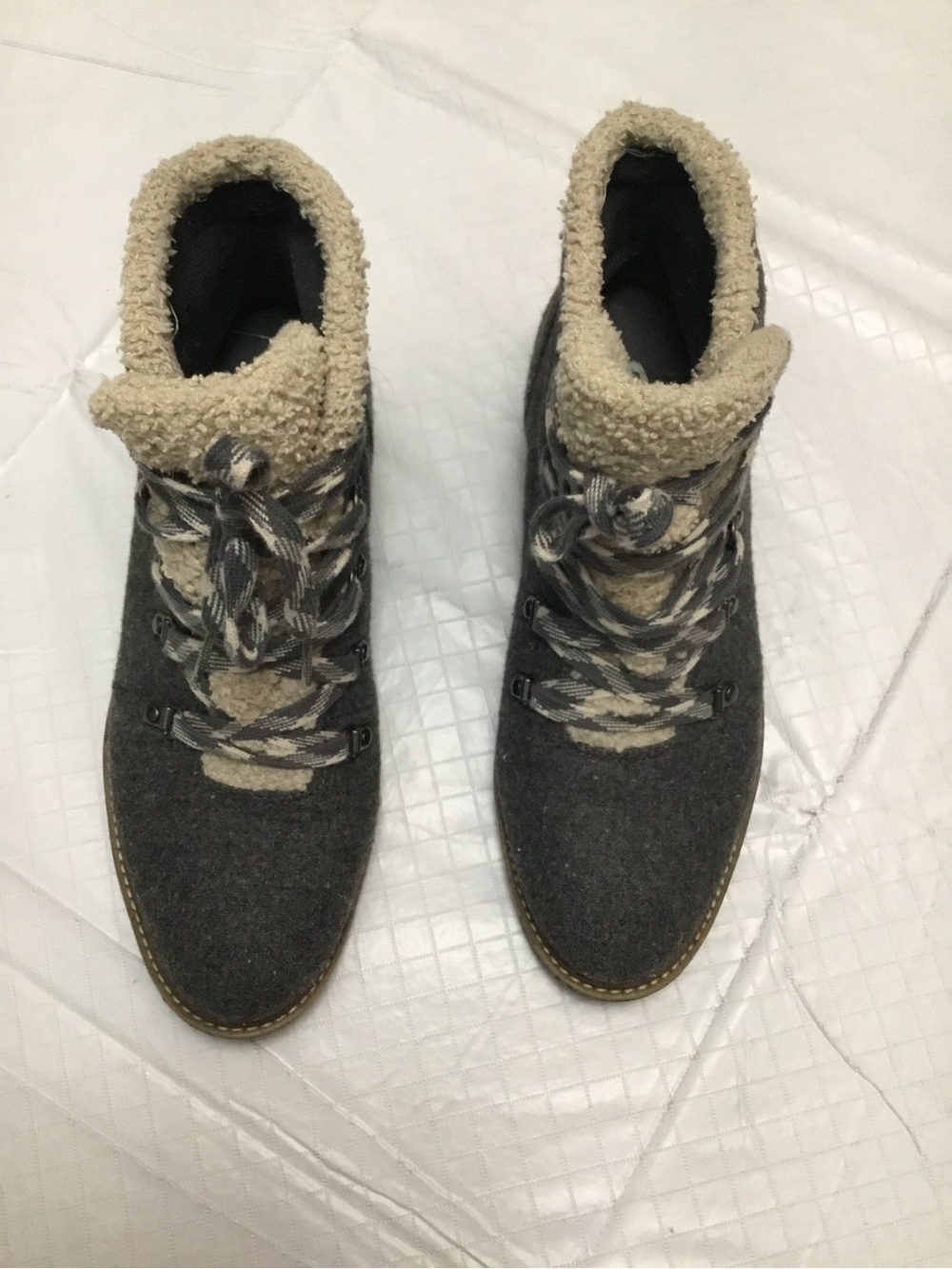 Dr. Scholl's Be Energized‎ Gray Wool Winter Boots Sherpa Collar Womens Size 8